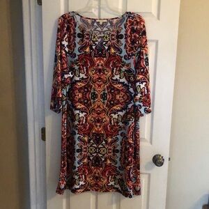 Haani women’s dress, 3/4 sleeve. size 3X. Beautiful print, worn once.